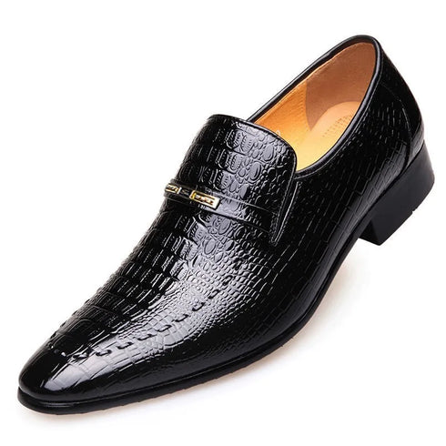 Men's Leather Shoes Casual Business Formal Shoes with Crocodile Pattern